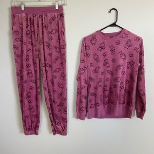 Disney Winnie The Pooh Long Sleeve Two- Piece Pajama Set Youth Size small